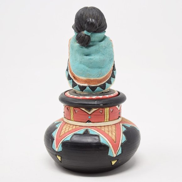 1995 Friends of Feather Compassion Girl Birdbath Trinket Box Karen Hahn Native - Picture 5 of 16